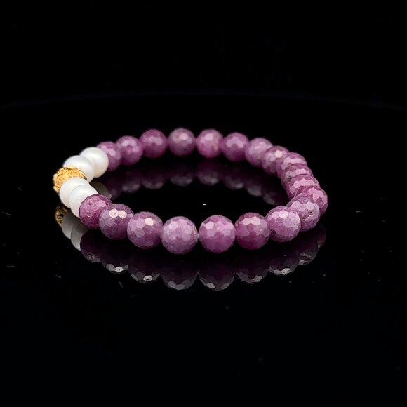 18K Gold Money Coin Ball Gemstones Birthstones Pearl Ruby Faceted 6mm - Picture 5 of 11